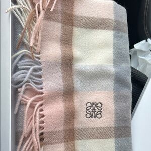 Loewe women’s Plaid Wool Scarf with Fringe